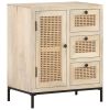 Sideboard 23.6"x13.8"x27.6" Solid Mango Wood and Natural Cane