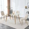 Modern Minimalist Rectangular Glass Dining Table for 4-6 with 0.31" Tempered Glass Tabletop and Silver Chrome/Wood color Coating/Black Coating Metal L