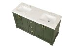 Vanity Sink Combo featuring a Marble Countertop, Bathroom Sink Cabinet, and Home Decor Bathroom Vanities - Fully Assembled Green 60-inch Vanity with S