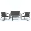 4 Piece Patio Lounge Set with Cushions Anthracite Steel