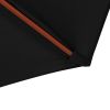 Parasol with Wooden Pole 118.1"x101.6" Black