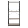 5-Tier Kitchen Bakers Rack with 10 S-Shaped Hooks; Industrial Microwave Oven Stand; Free Standing Kitchen Utility Cart Storage Shelf Organizer (Rustic