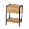 15.74" Rattan End table with drawer, Modern nightstand, metal legs,side table for living room, bedroom,natural(1 pc)