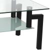 Rectangle Black Glass Coffee Table; Clear Coffee Table ; Modern Side Center Tables for Living Room;  Living Room Furniture