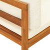 2 Piece Patio Lounge Set with Cream White Cushions Acacia Wood