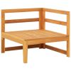 2 Piece Patio Lounge Set with Cream White Cushions Acacia Wood