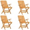 Folding Patio Chairs 4 pcs 24"x26.4"x35.4" Solid Wood Teak