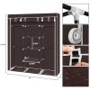 69" Portable Clothes Closet Non-Woven Fabric Wardrobe Double Rod Storage Organizer Dark Brown RT