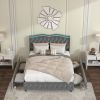 Full Platform Bed Frame , Velvet Upholstered Bed with Deep Tufted Buttons and Nailhead Trim, Adjustable Colorful LED Light Decorative Headboard, Bed S