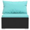 Patio Furniture Set 4 Piece with Cushions Black Poly Rattan