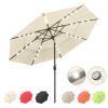 10Ft 3-Tiers 32LEDS Patio Umbrella Beige