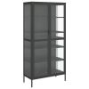 Highboard Black 33.5"x15.7"x70.9" Glass and Steel