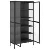 Highboard Black 33.5"x15.7"x70.9" Glass and Steel