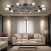 10 Light Sputnik Chandelier Black Ceiling Light Semi Flush Mount Light Ceiling Lamp