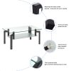 Rectangle Black Glass Coffee Table; Clear Coffee Table ; Modern Side Center Tables for Living Room;  Living Room Furniture