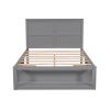 Full Size Platform Bed with Drawer on the Each Side and Shelf on the End of the Bed, Gray