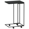 Side Table with Wheels Black 15.7"x11.8"x25" Engineered Wood