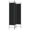 3-Panel Room Divider Black 47.2"x78.7" Fabric