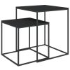 Coffee Table Set 2 pcs Engineered Wood and Metal