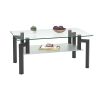Rectangle Black Glass Coffee Table; Clear Coffee Table ; Modern Side Center Tables for Living Room;  Living Room Furniture
