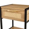 15.74" Rattan End table with drawer, Modern nightstand, metal legs,side table for living room, bedroom,natural(1 pc)