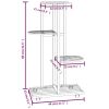 4-Floor Flower Stand with Wheels 17.3"x9.1"x31.5" White Iron