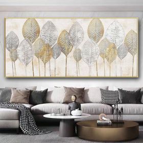 Handmade Oil Painting Abstract Gold Leaf Oil Painting On Canvas Original Modern Gold Foil Texture Acrylic Painting Living room Large Wall Art Home Dec (Style: 1, Size: 40x80cm)