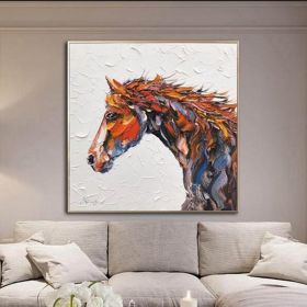 Hand Painted Oil Painting Abstract Horse Painting Large Oil Painting Horse Wall Art Original Horse Painting Horse Portrait Art Palette Knife Painting (Style: 1, Size: 60x60cm)