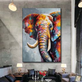 Hand Painted Oil Painting Boho Wall decor Colorful elephant Oil Painting on Canvas animal painting art large 3d wall art original painting Texture Acr (Style: 1, Size: 90x120cm)