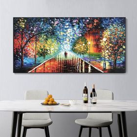 Handmade Oil Painting Colorful Abstract Art On Canvas Figure Painting Contemporary Art Night Rain Street Painting Wall Art For Home Decor (Style: 1, Size: 120x240cm)
