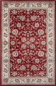 Stylish Classic Pattern Design Traditional Floral Filigree Bordered Area Rug (Color: Red|Ivory, Size: 9'-6" X 12'-9")