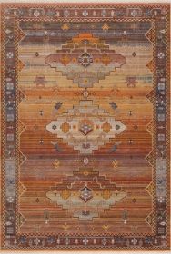 Stylish Classic Pattern Design Vintage Bohemian Southwestern Sierra Area Rug (Color: Brown & Yellow, Size: 2' X 3')