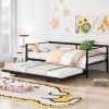 Twin Size Metal Daybed with Adjustable Trundle, Pop Up Trundle