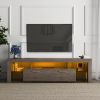 20 minutes quick assembly brown simple modern TV cabinet Floor cabinet Floor TV wall cabinet Brown + modern TV bracket with LED light