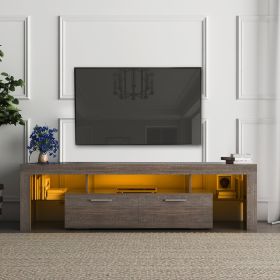20 minutes quick assembly brown simple modern TV cabinet Floor cabinet Floor TV wall cabinet Brown + modern TV bracket with LED light (Main Material: Particle Board, Color: Brown)