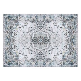 Vintage Area Rug Modern Non Slip Carpet Boho Low Pile Soft Rug Waterproof Machine Washable Rug for Living Room Bedroom Kitchen Dining Room Under Table (Color: Type 1, Size: 8_10ft)