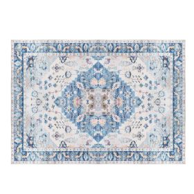 Vintage Area Rug Modern Non Slip Carpet Boho Low Pile Soft Rug Waterproof Machine Washable Rug for Living Room Bedroom Kitchen Dining Room Under Table (Color: Type 2, Size: 6_9ft)