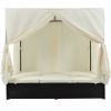 Outdoor Patio Wicker Sunbed Daybed with Cushions;  Adjustable Seats