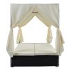 Outdoor Patio Wicker Sunbed Daybed with Cushions;  Adjustable Seats