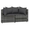 3 Piece Patio Lounge Set with Cushions Gray Poly Rattan