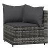 3 Piece Patio Lounge Set with Cushions Gray Poly Rattan