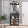 Versatile Entryway 4-Tier Shoe Rack with Drawers and Coat Hooks - Multi-functional Home Storage Unit
