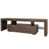 20 minutes quick assembly brown simple modern TV cabinet Floor cabinet Floor TV wall cabinet Brown + modern TV bracket with LED light