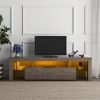 20 minutes quick assembly brown simple modern TV cabinet Floor cabinet Floor TV wall cabinet Brown + modern TV bracket with LED light