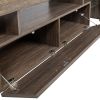 20 minutes quick assembly brown simple modern TV cabinet Floor cabinet Floor TV wall cabinet Brown + modern TV bracket with LED light