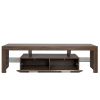 20 minutes quick assembly brown simple modern TV cabinet Floor cabinet Floor TV wall cabinet Brown + modern TV bracket with LED light