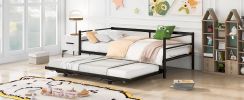 Twin Size Metal Daybed with Adjustable Trundle, Pop Up Trundle