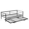 Twin Size Metal Daybed with Adjustable Trundle, Pop Up Trundle
