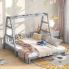 Extendable Twin Daybed with Swing and Ring Handles, (Twin bed can be pulled out to be King)