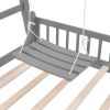 Extendable Twin Daybed with Swing and Ring Handles, (Twin bed can be pulled out to be King)